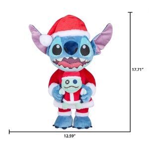 Disney Christmas Holiday Plush Greeter Stitch in Santa Hat NEW